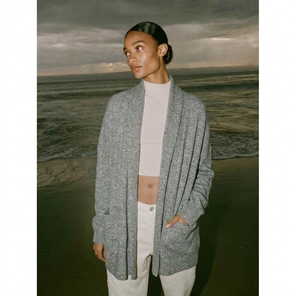 Reformation Cardigan Women XS Eleonora Wool Knit Minimalist Grey Quiet Luxury